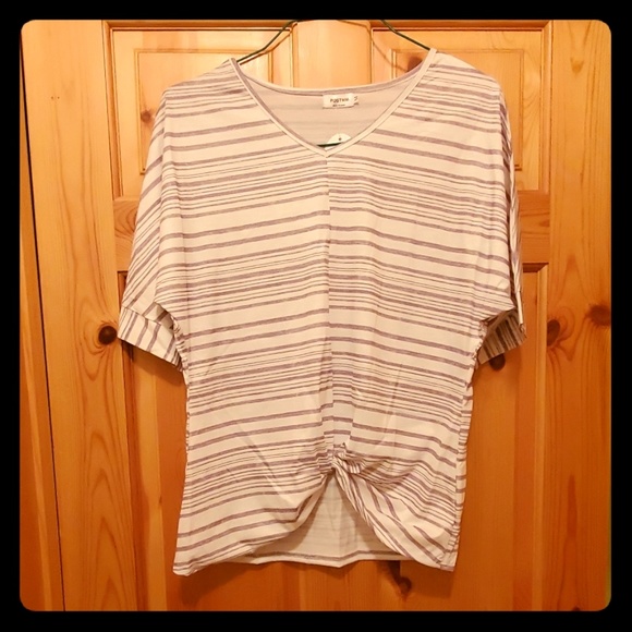 White/Grey Striped Shirt - Picture 1 of 3